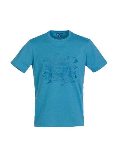 Тениска в тюркоаз с ефектен печат