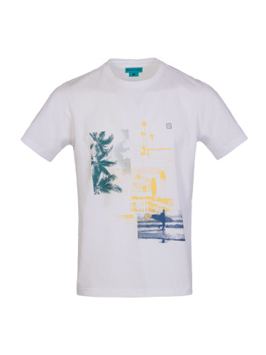 Тениска в бяло с цветен печат