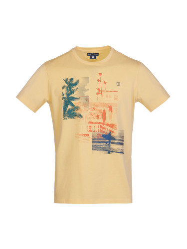 Тениска в жълто с цветен печат