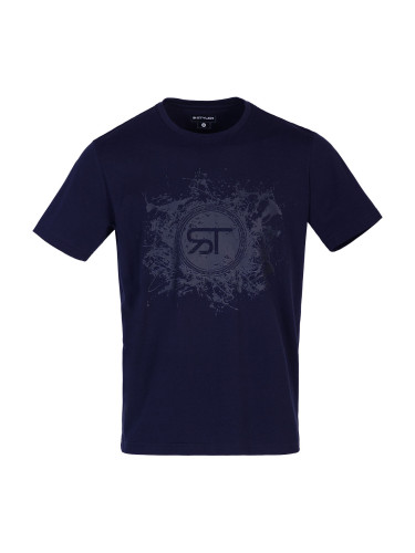 Мъжка тениска в тъмно синьо с печат