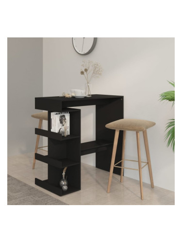 Sonata H Бар маса с рафтове, черна, 100x50x101,5 см, инженерно дърво