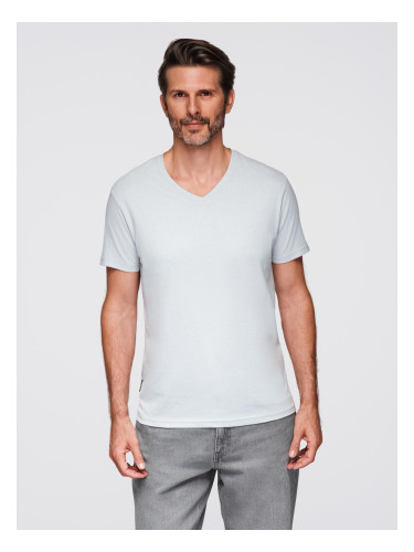 Ombre BASIC men's classic cotton tee-shirt with a crew neckline - light grey