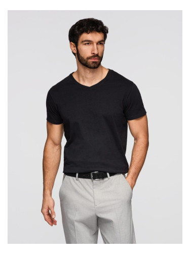 Ombre BASIC men's classic cotton T-shirt with a crew neckline - black