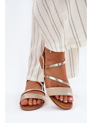 Кожени дамски сандали на плосък ток Maciejka