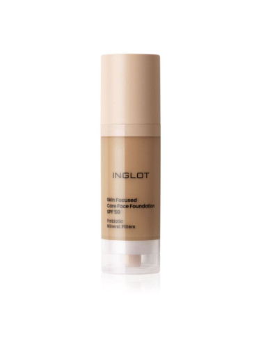 Inglot Skin Focused Care Face Foundation SPF 50 фон дьо тен SPF 50 цвят Warm Olive 30 мл.