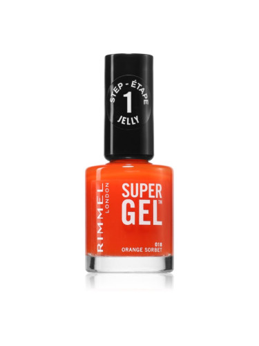 Rimmel Super Gel гел лак за нокти без използване на UV/LED лампа цвят 018 Orange Sorbet 12 мл.