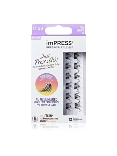 KISS imPRESS Just Press & GO ! лепящи снопчета мигли без възли Edgy Whispy C 12 бр.