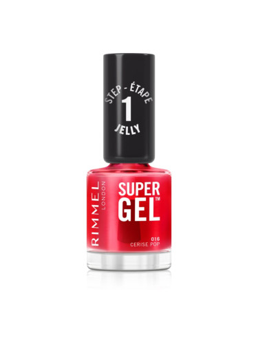 Rimmel Super Gel гел лак за нокти без използване на UV/LED лампа цвят 016 Cerise Pop 12 мл.