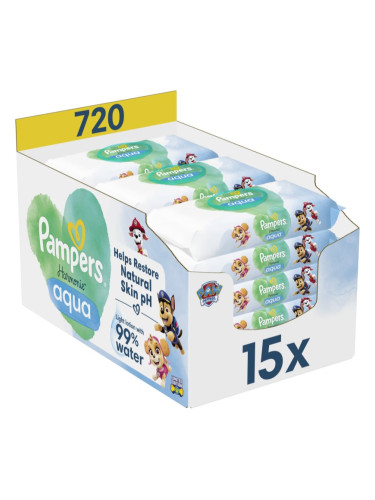 Pampers Harmonie Aqua Paw Patrol мокри почистващи кърпички за деца 720 бр.