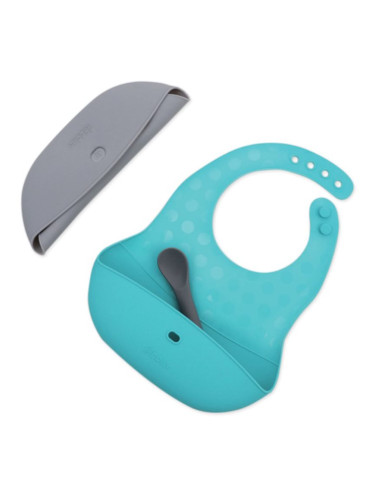 BBLÜV Pöket лигавник с лъжичка Grey/Aqua 2 бр.