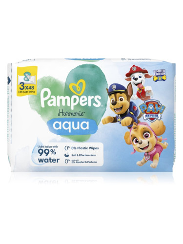 Pampers Harmonie Aqua Paw Patrol мокри почистващи кърпички за деца 144 бр.