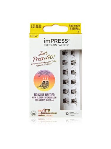 KISS imPRESS Just Press & GO ! лепящи снопчета мигли без възли Authentic Natural c 12 бр.