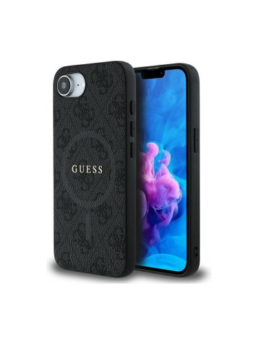 Оригинален кейс Guess HC MagSafe PU 4G Ring Classic Logo, За iPhone 16e / 17e, Черен