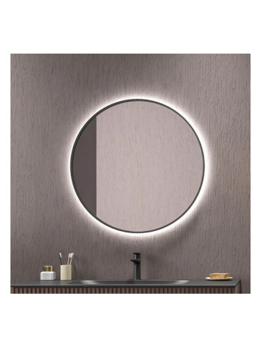 Огледало за баня 80 см с лед осветление и черна рамка SHARON