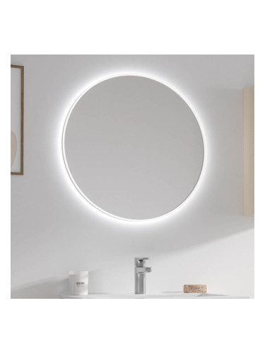 Огледало за баня 80 см с лед осветление и бяла рамка SHARON
