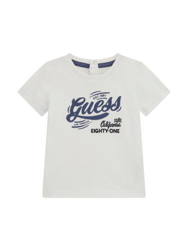 Бебешка блуза с къс ръкав в бял цвят Guess
