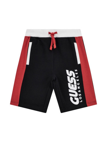 Детски къси панталони в черен цвят с надпис Guess