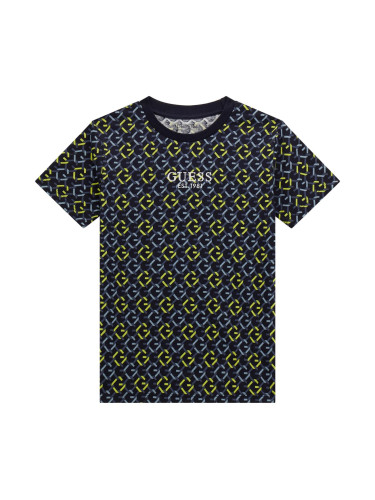 Детска тениска в тъмносин цвят с цветни щампи Guess