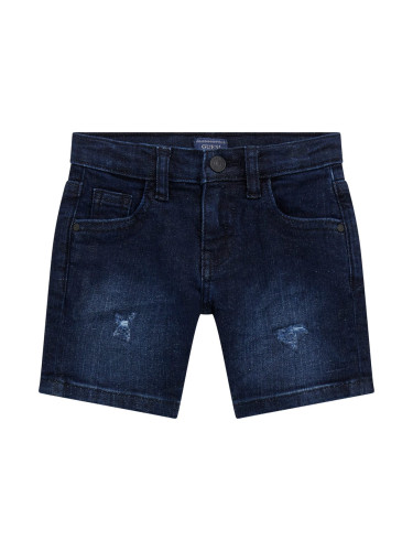 Детски къси дънки с накъсан ефект и бродерия мече Guess