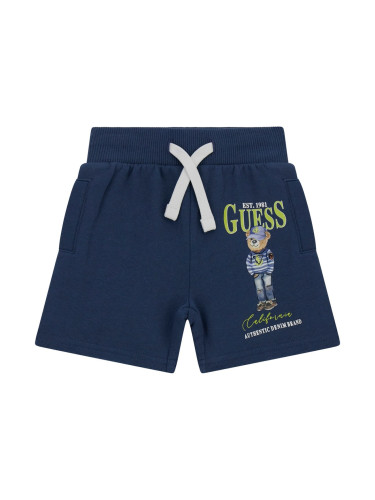 Бебешки къс панталон в тъмносин цвят с щампа мече Guess