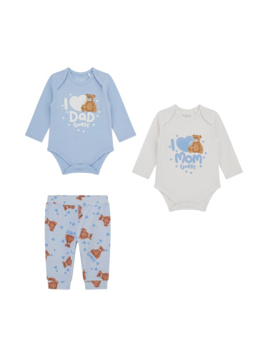 Бебешки комплект от три части в светлосин цвят с мечета Guess