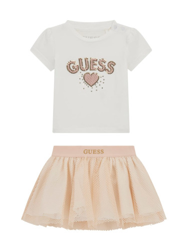 Бебешки комплект от пола и тениска в розово Guess