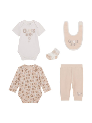 Бебешки сет от пет части в бежов цвят Guess