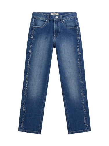 Детски staight дънки в тъмен деним с надписи Guess