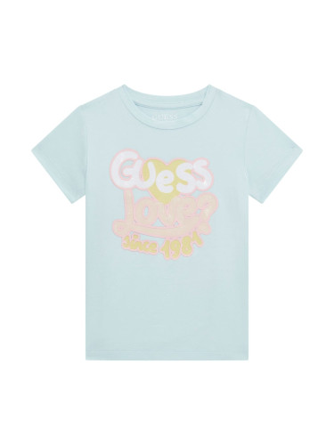 Бебешка  блуза с къс ръкав в светлосин цвят Guess