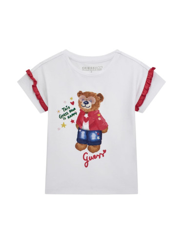 Бебешка блуза с къдрици и мече Guess