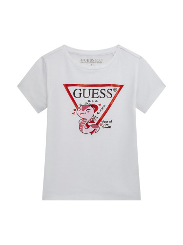 Детска бейсик блуза с лого в бял цвят Guess