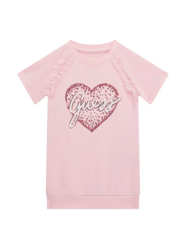 Детска спортна рокля с пайети в розов цвят Guess