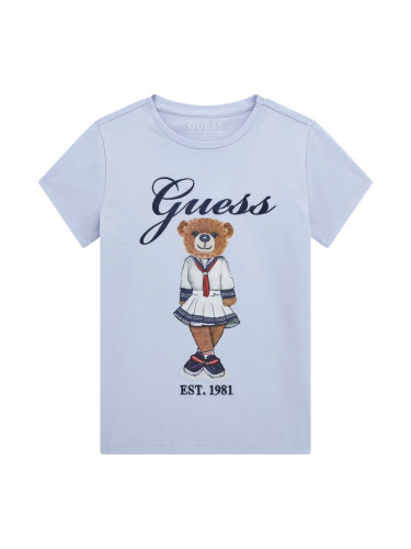 Блуза в син цвят с колежанско мече Guess