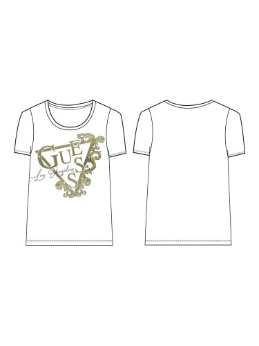 Детска блуза в бял цвят със златно лого Guess