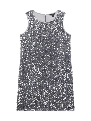Детска рокля в сив цвят с пайети Guess