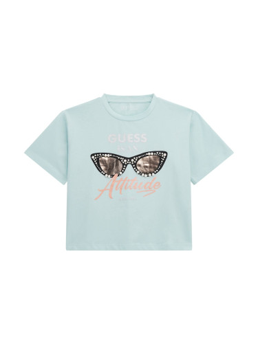 Детска тениска в светлосин цвят с щампа Guess