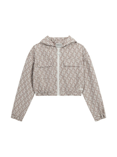 Детски суитшърт с цип в бежов цвят с лого Guess