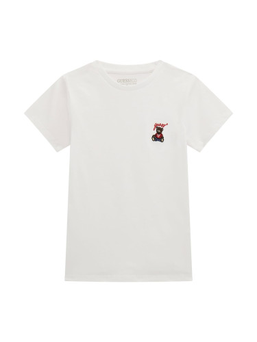 Детска тениска в бял цвят с щампа на мече Guess