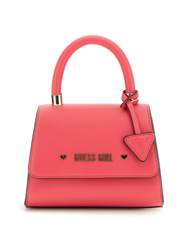 Малка чанта в циклама с метален монограм Guess
