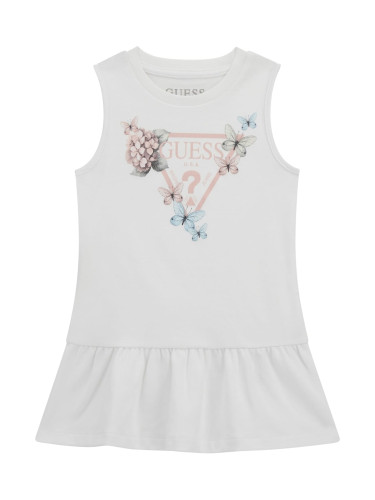 Детска рокля в бял цвят с щампи и лого Guess