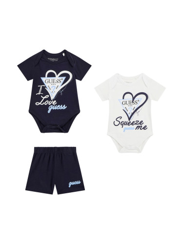 Бебешки комплект от три части в тъмносин цвят Guess