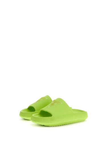 Детски чехли в цвят лайм с лого Guess