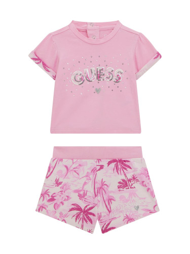 Бебешки комплект с палми и пайетено лого Guess