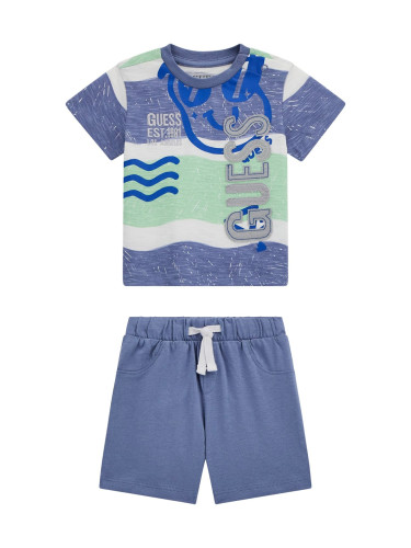 Бебешки комплект с бродерии в син цвят Guess