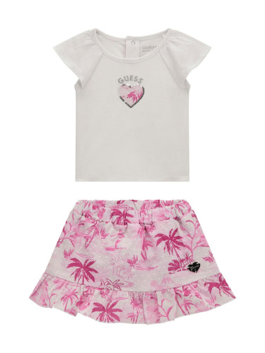 Детски комплект от пола и блуза с палми Guess