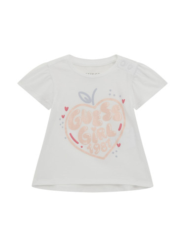 Бебешка бяла блуза с къс ръкав Guess