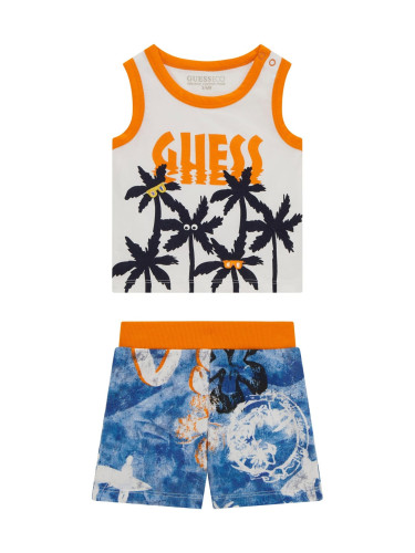 Бебешки комплект с палми в оранжев цвят Guess