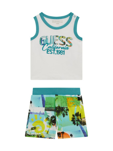 Бебешки комплект потник с къс панталон в син цвят Guess