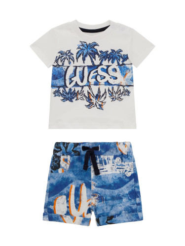 Бебешки памучен комплект в син цвят Guess