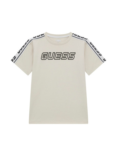 Детска спортна блуза с лого в цвят ванилия Guess